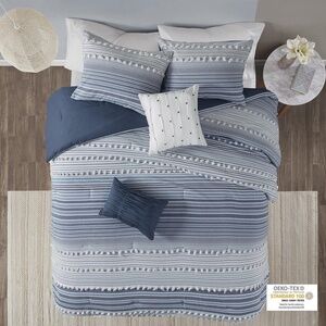 100% Cotton Clipped 5pcs Comforter Set, King/Cal King:104"W x 92"L/20"W,